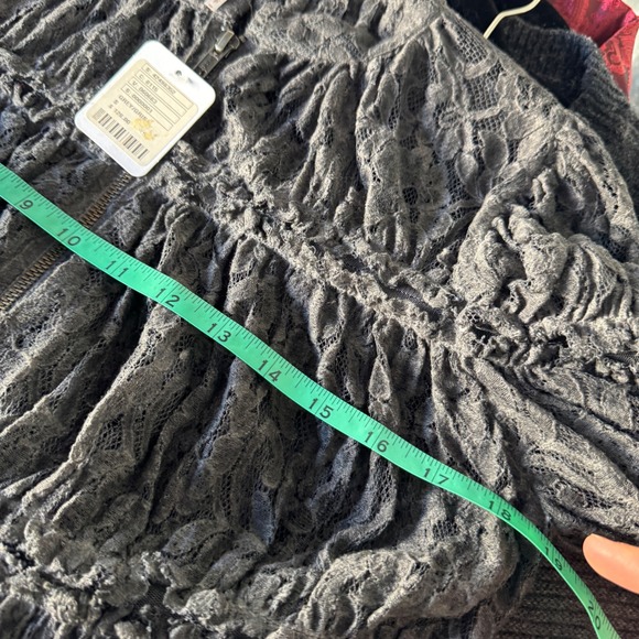 NWT Free People Grey Floral Lace Peplum Zip Up Jacket Puff Sleeve Boho Small NEW - Picture 5 of 15